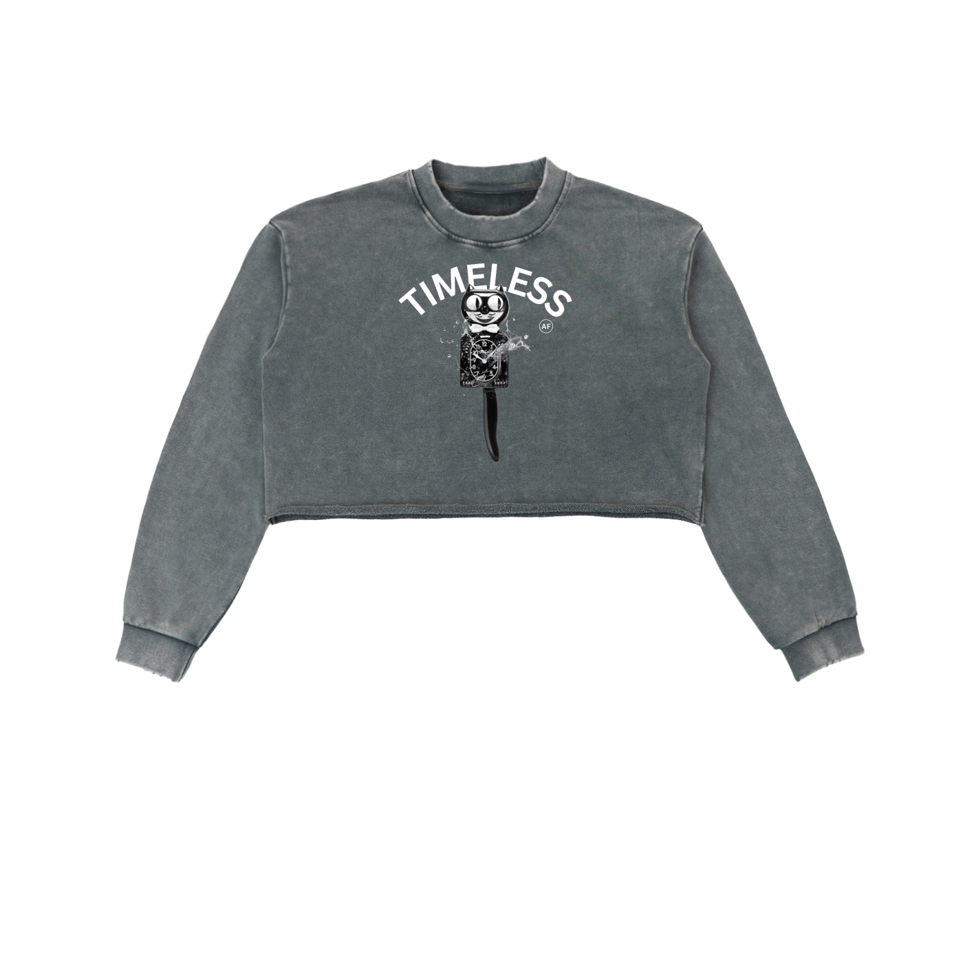 TIMELESS AF Snow Washed Raw Edge Cropped Sweatshirt image 2