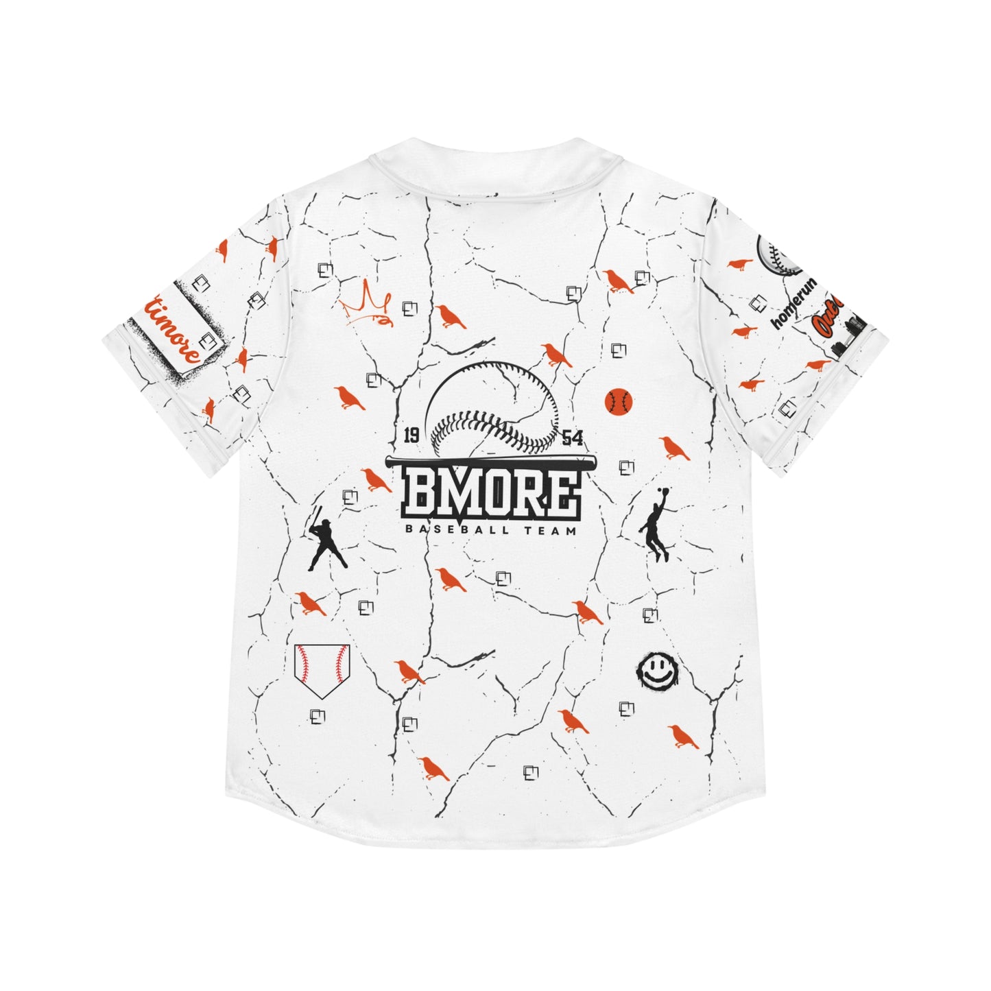 Stylish Women's Baseball Jersey - Charm City Bmore Design WHT/BNK image 1