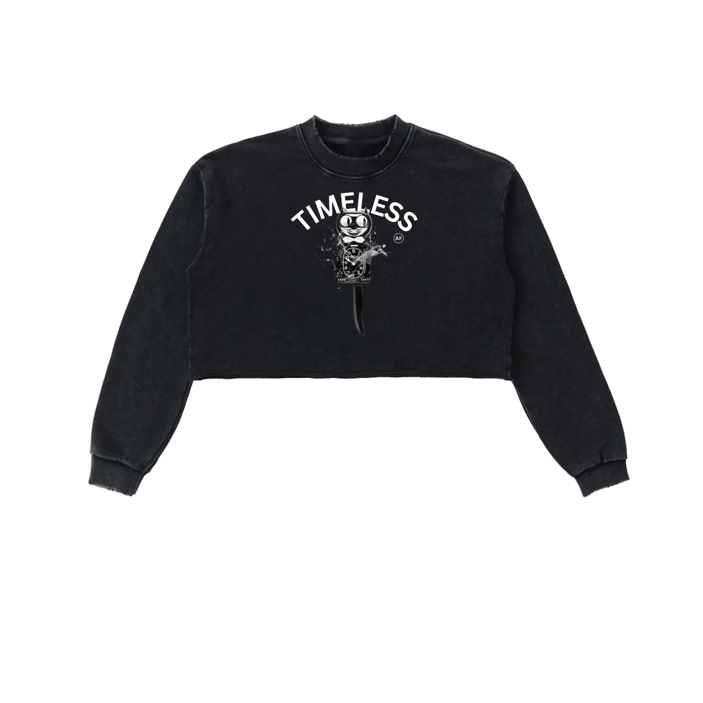 TIMELESS AF Snow Washed Raw Edge Cropped Sweatshirt image 0