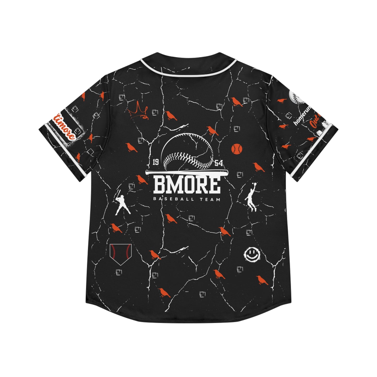 Stylish Women's Baseball Jersey - Charm City Bmore Design BLK/BNK image 1