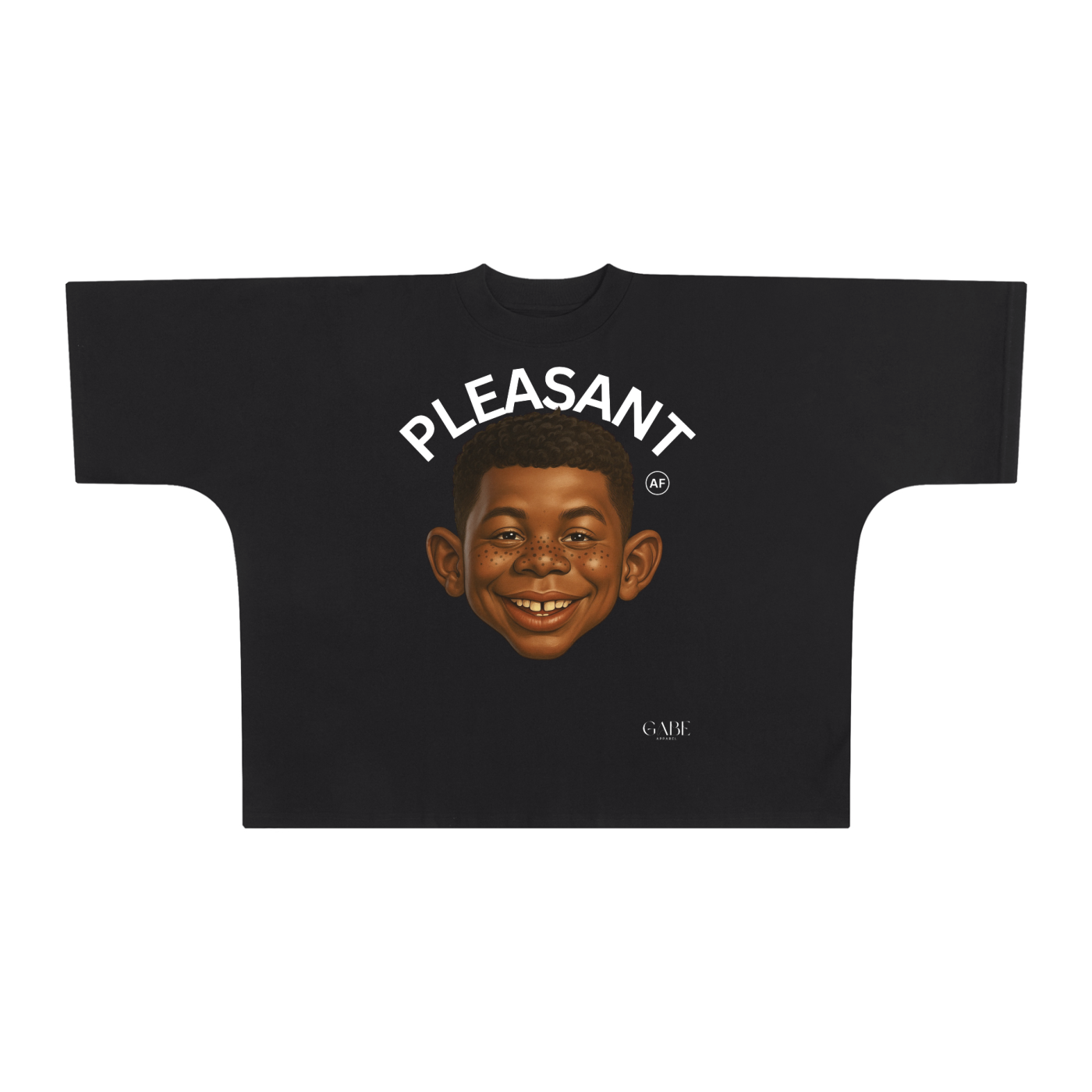 PLEASANT AF Unisex (BLK) Oversize Cut Boxy Tee - 300 GSM image 0