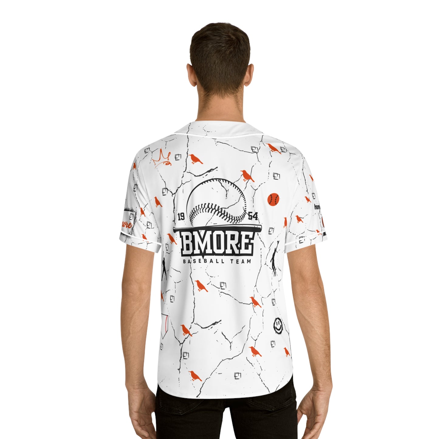 Men's Baltimore Baseball Jersey - Vintage Cracked Design for Fans WHTBNK image 3