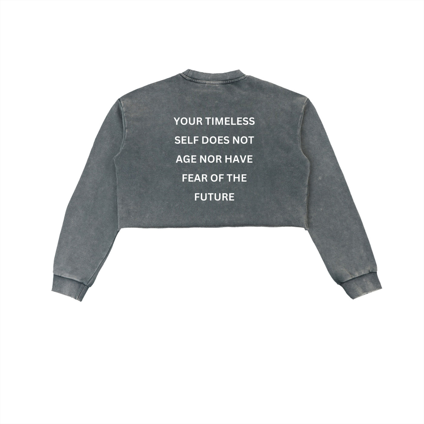 TIMELESS AF Snow Washed Raw Edge Cropped Sweatshirt image 3