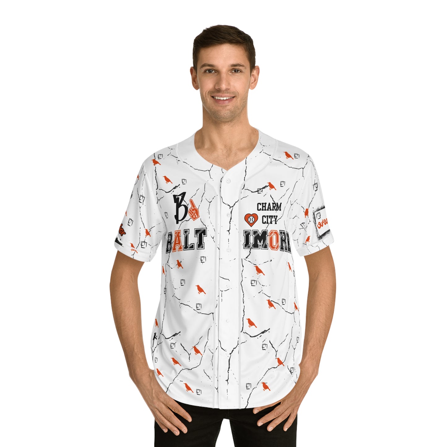 Men's Baltimore Baseball Jersey - Vintage Cracked Design for Fans WHTBNK image 2