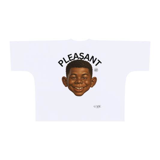 PLEASANT AF Unisex (WHT) Oversize Cut Boxy Tee - 300 GSM image 0