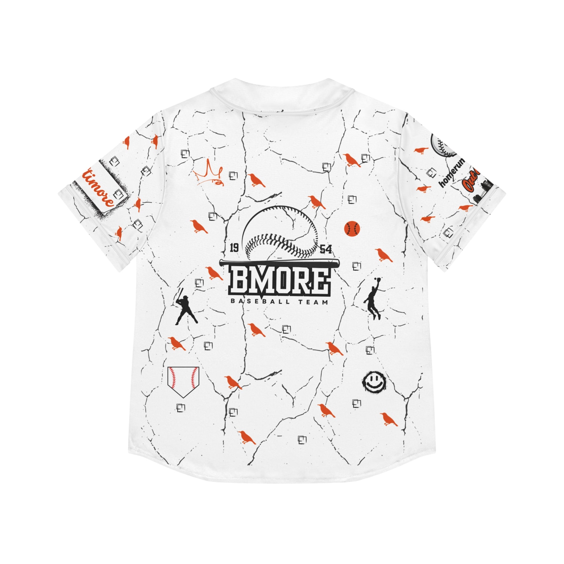 Stylish Women's Baseball Jersey - Charm City Bmore Design WHT/BNK image 1