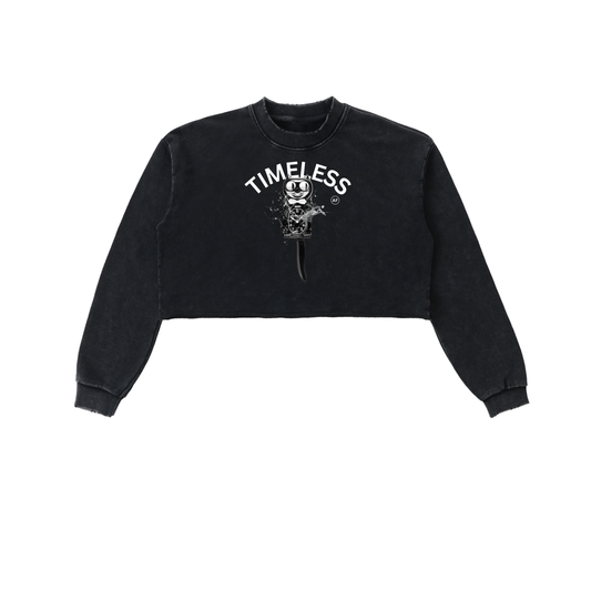 TIMELESS AF Snow Washed Raw Edge Cropped Sweatshirt image 0