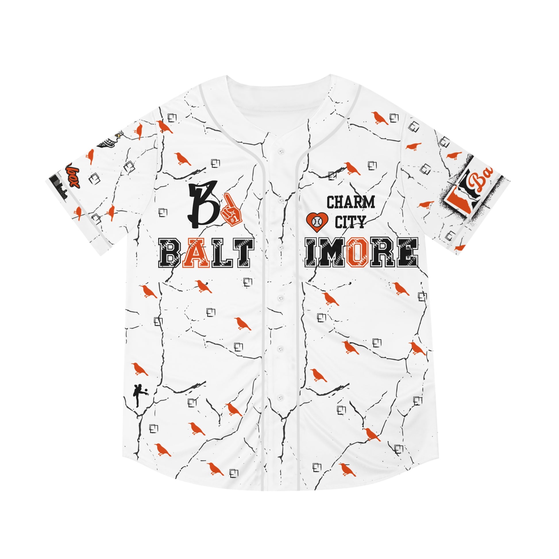 Men's Baltimore Baseball Jersey - Vintage Cracked Design for Fans WHTBNK image 0