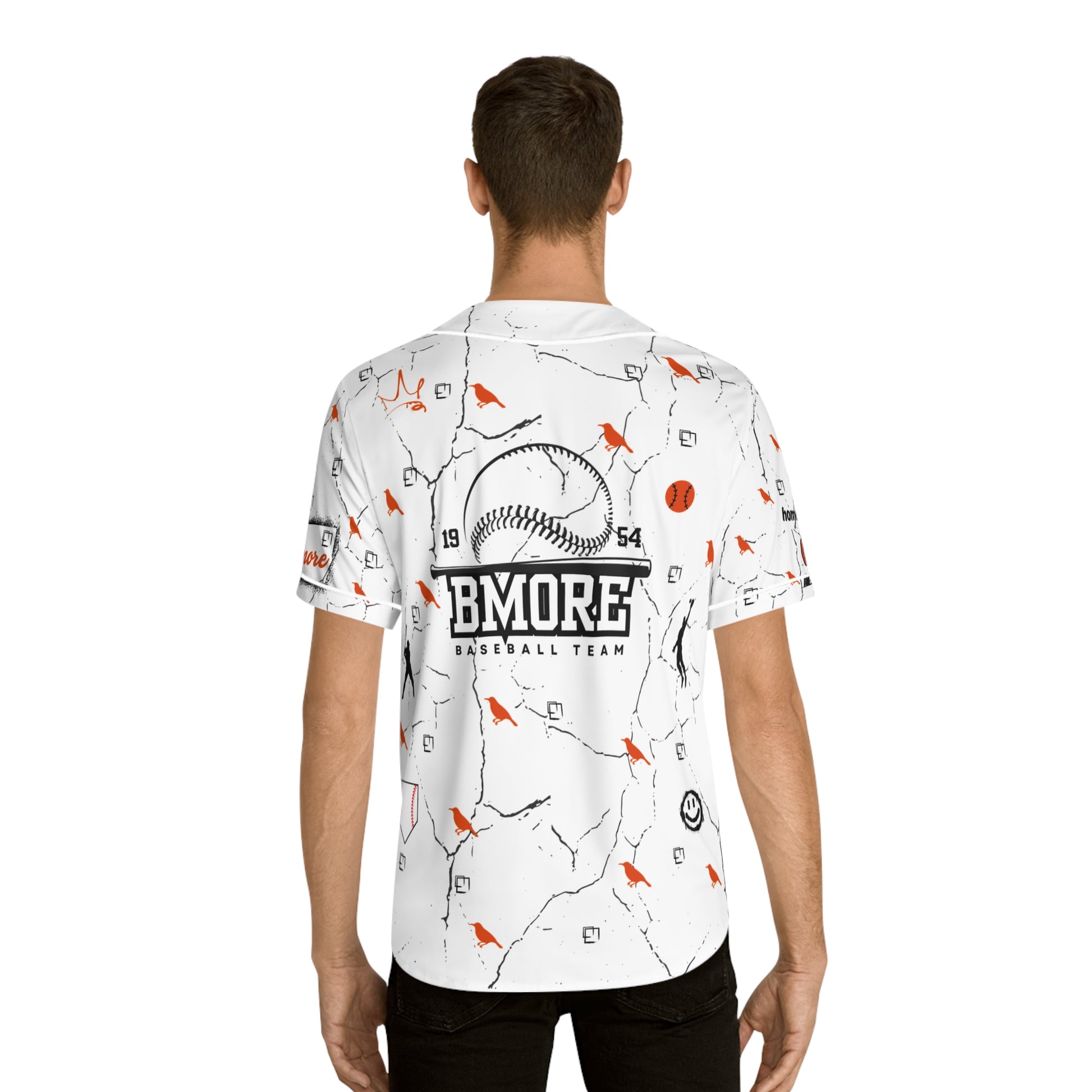 Men's Baltimore Baseball Jersey - Vintage Cracked Design for Fans WHTBNK image 3